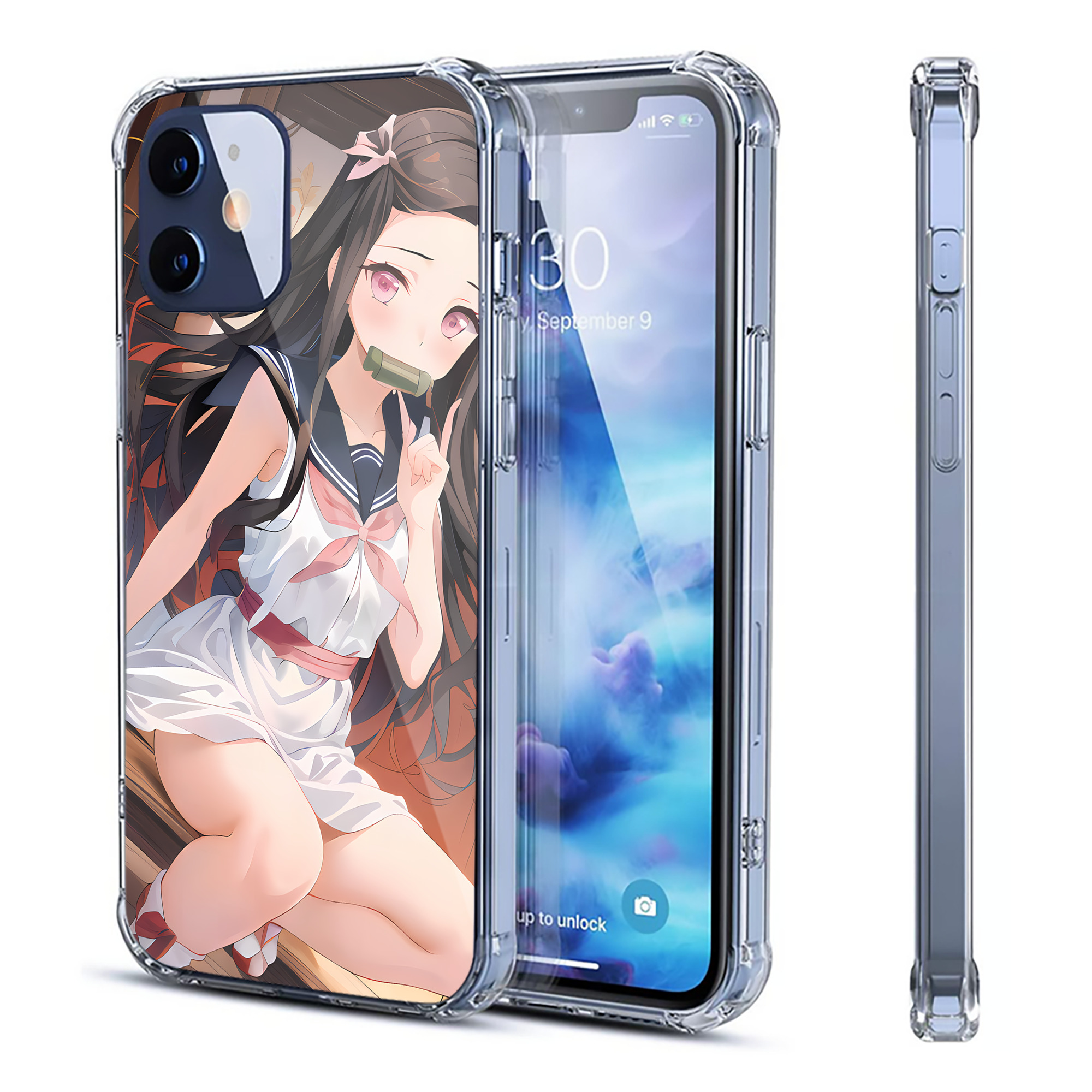 （画像用） 鬼滅の刃（きめつのやいば）竈門 禰󠄀豆子／かまど ねずこ Kamado Nezuko 【iPhone 12シリーズ対応】透明スマホケース（クリアソフトケース）